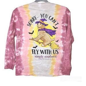 Simply Southern‎ Shirt Dog YOU CAN'T FLY WITH US Halloween WITCH Youth Large